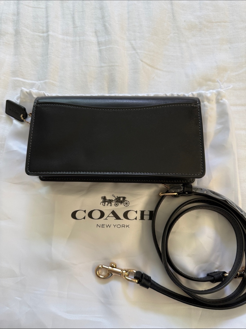 Coach Black Leather Crossbody with Gold-Tone Turnlock - Picture 5 of 14